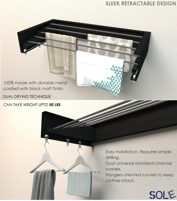 Wall Mounted Sleek Cloth Drying Rack