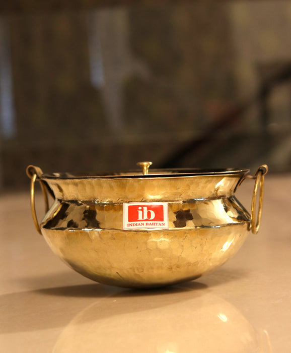 Brass Golden Handi with Lid & Sauce Pots | Pital Degchi & Biryani Pot