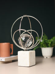 Elysian Rings Crystal Ball Sculpture