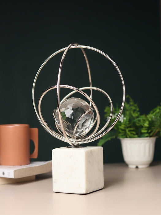 Elysian Rings Crystal Ball Sculpture