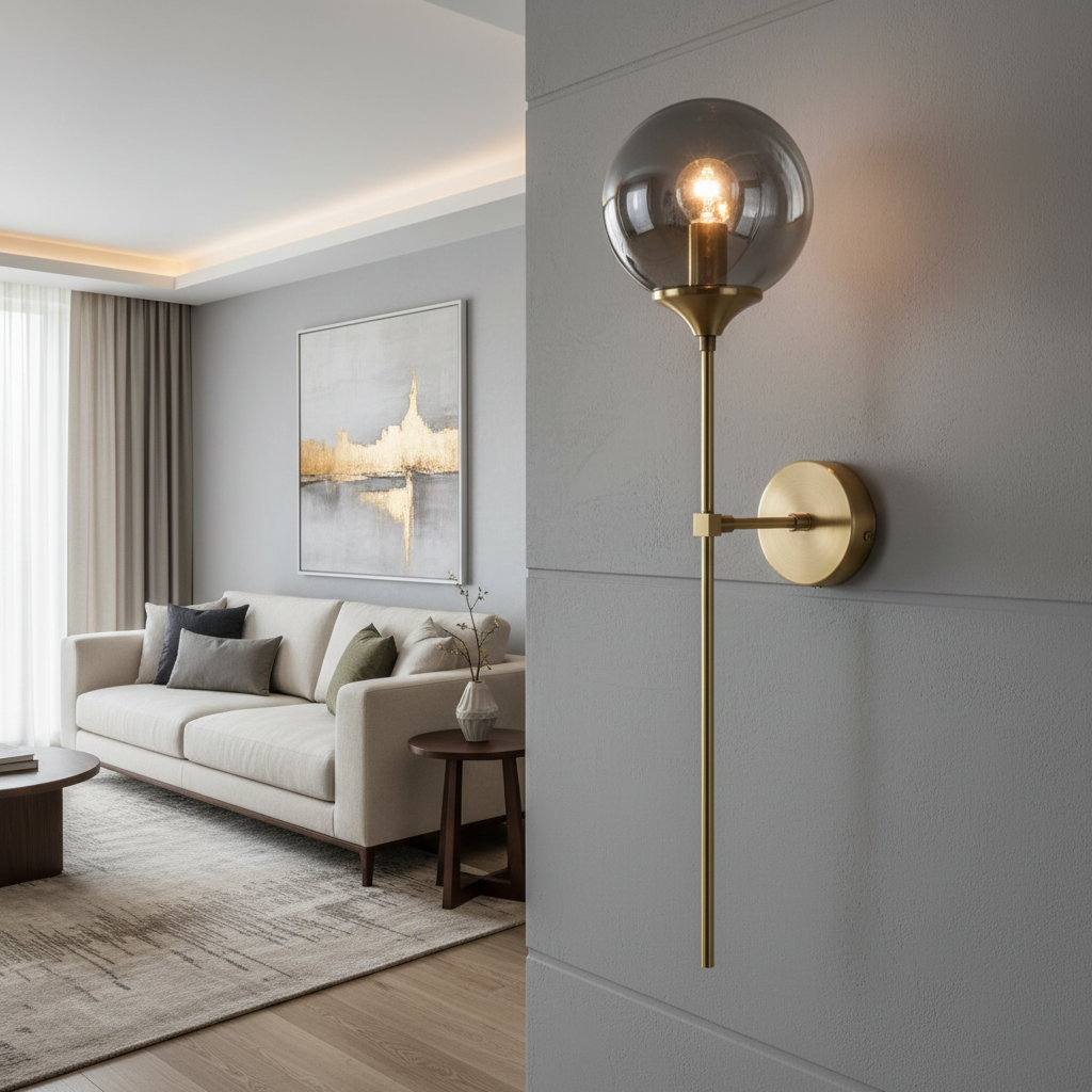 Modern Gold Glass Ball Wall Light Lamp | Fancy Wall Lights for Bedroom | Decorative Wall Lights Lamp