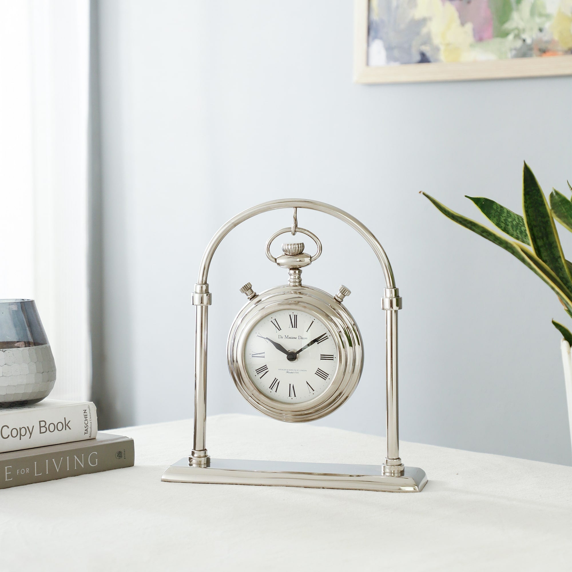 Archway Timepiece Silver Table Clock
