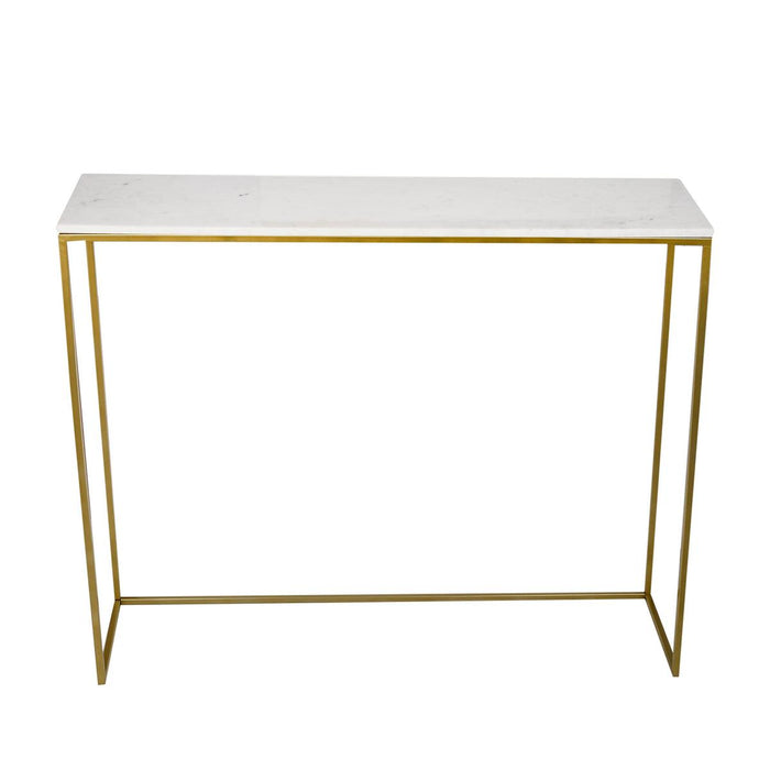 Nested Console Table Marble Top Gold Finish Legs Set of 2