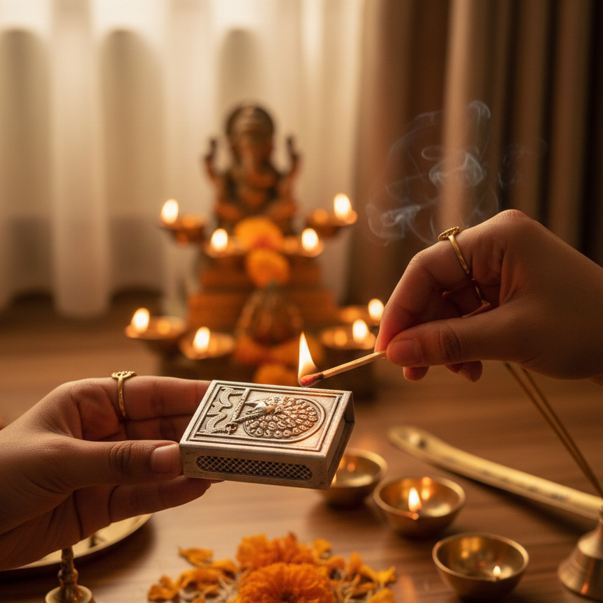 Pure Silver Plated Brass Peacock Matchbox Cover