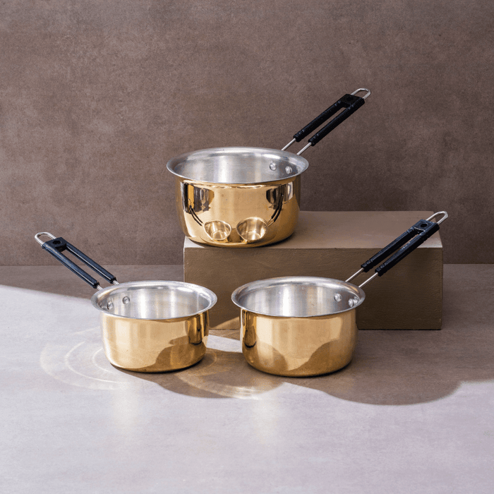 Brass Saucepan Set of 3