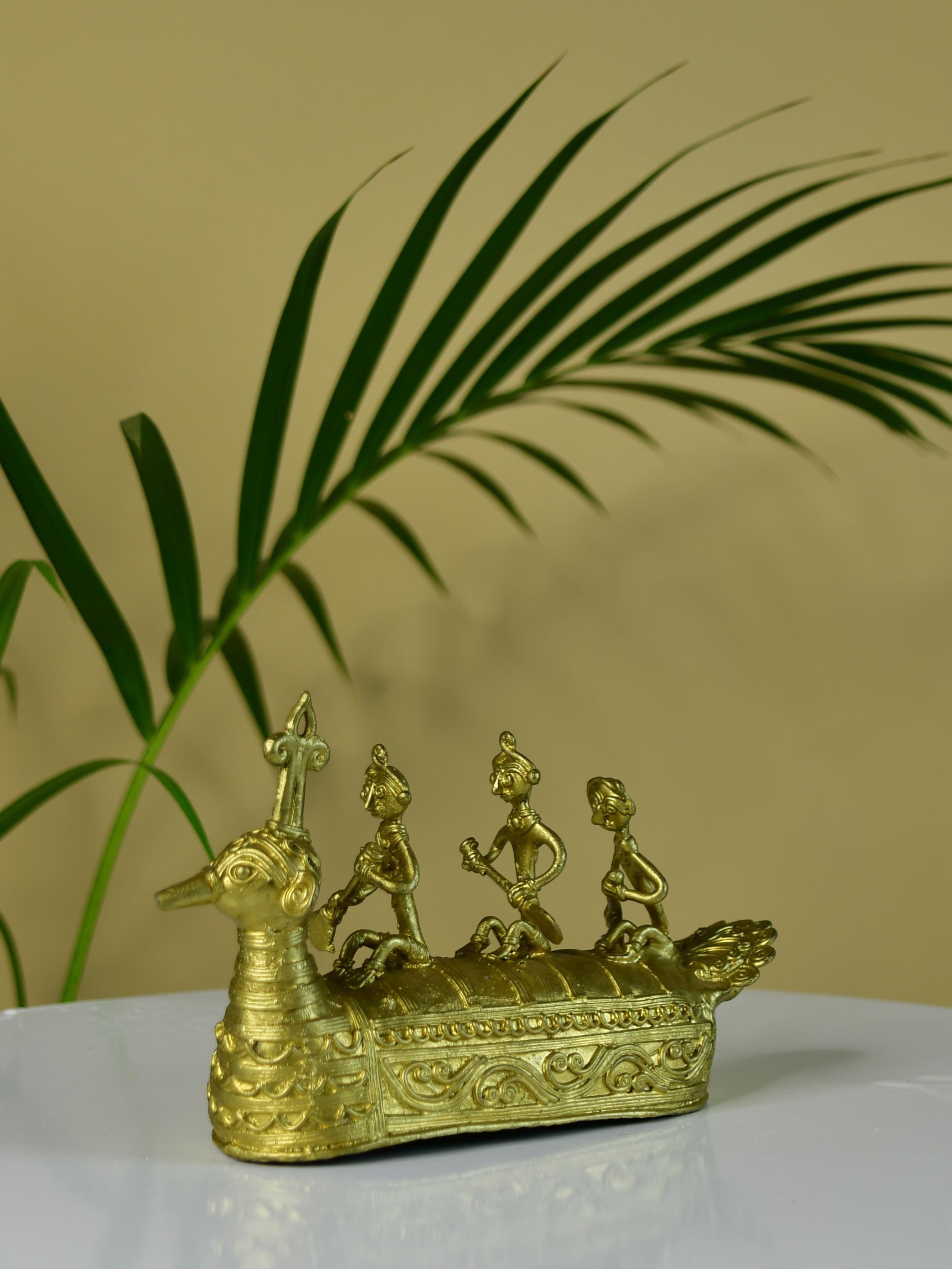 Premium Brass Dhokra Art Ancient Boat