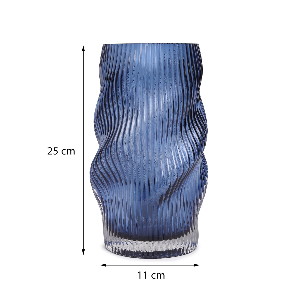 Whirly Blue Crystal Vase