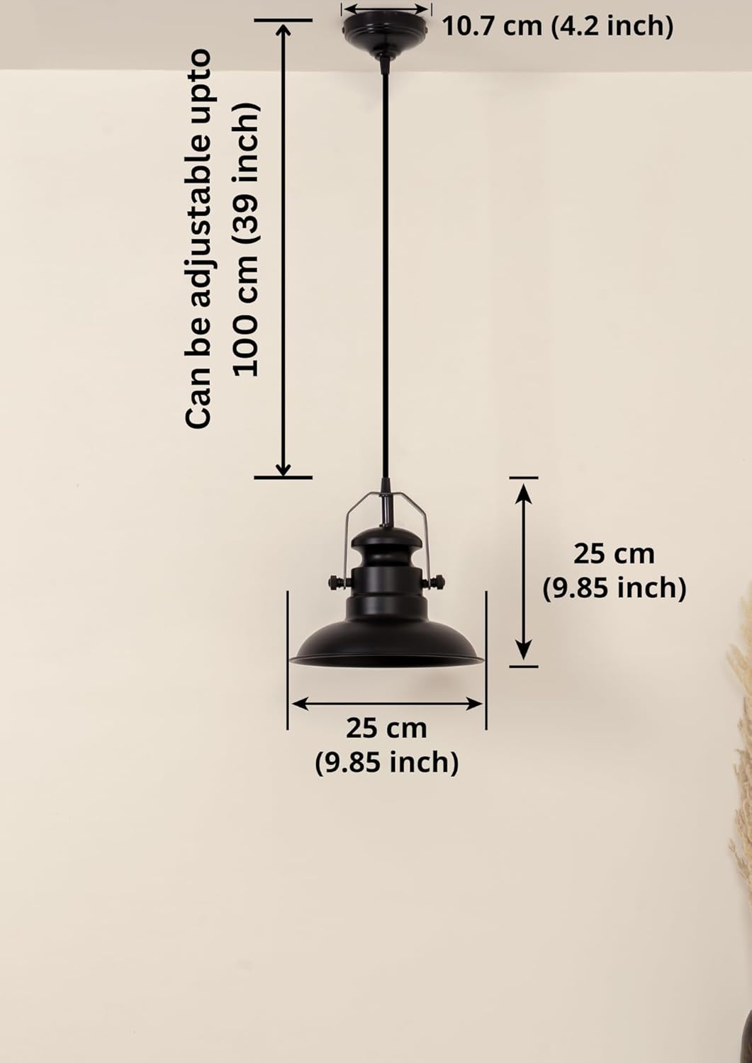 Sailors Metal Pendant Hanging Light Black Polished Hanging lamp for Indoor & Outdoor Usage| Ceiling Light for Cafes, Restaurants & Industrial Use