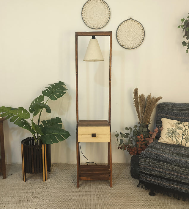 Gabrielle Wooden Floor Lamp with Jute Fabric Lampshade