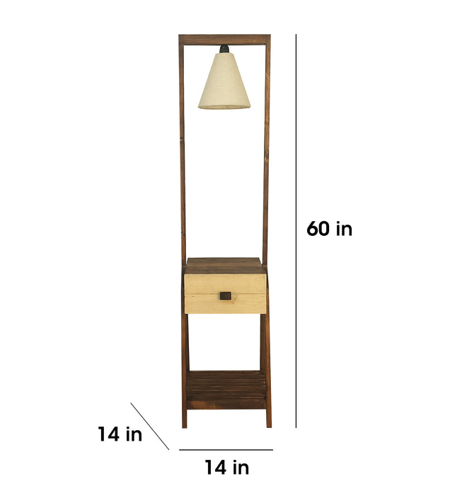 Gabrielle Wooden Floor Lamp with Jute Fabric Lampshade