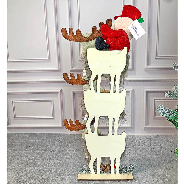 3 Tier Wooden MDF Stacked Reindeer & Santa chiristmas Home and Office Décor