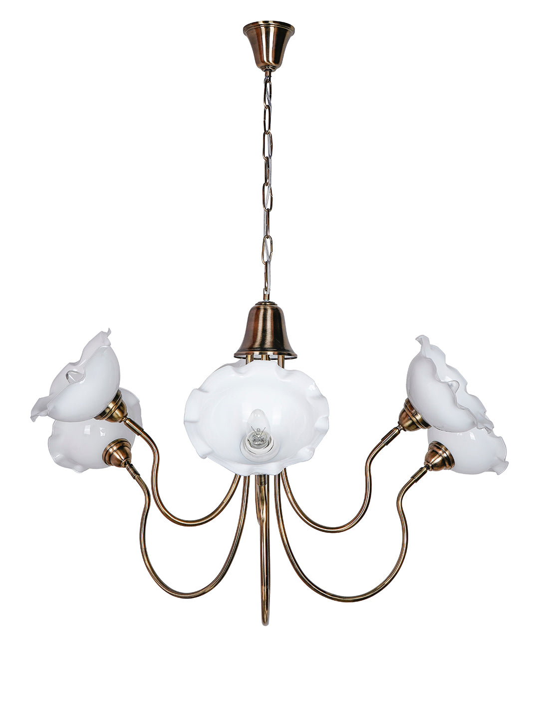 Adjustable Transitional Chandelier | 6-Light in White Frilled Glass