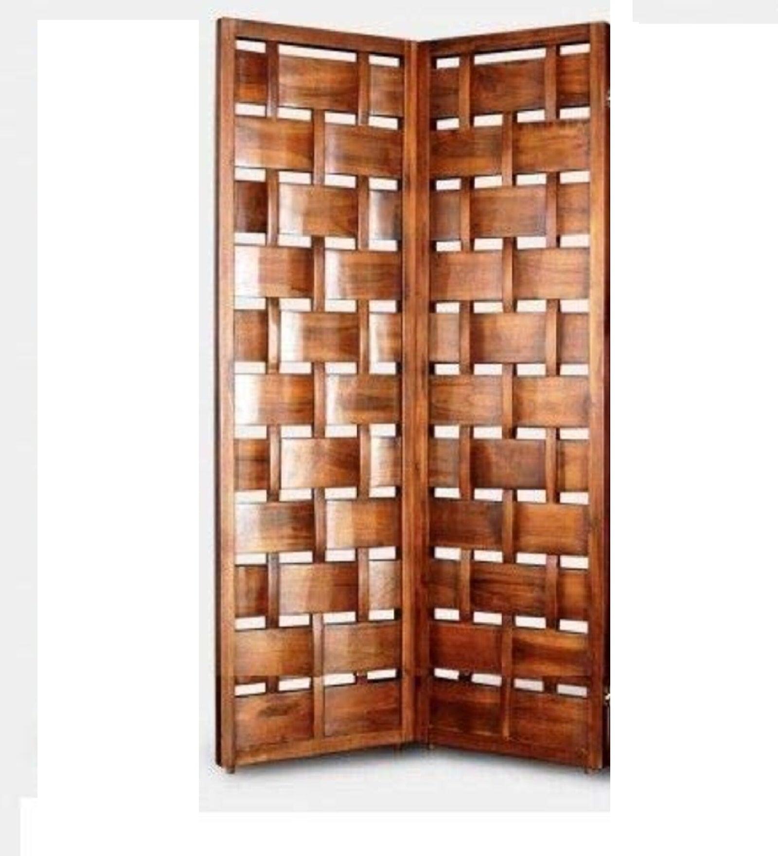 Wooden Room Divider with Mango Frame and MDF Jali Panels