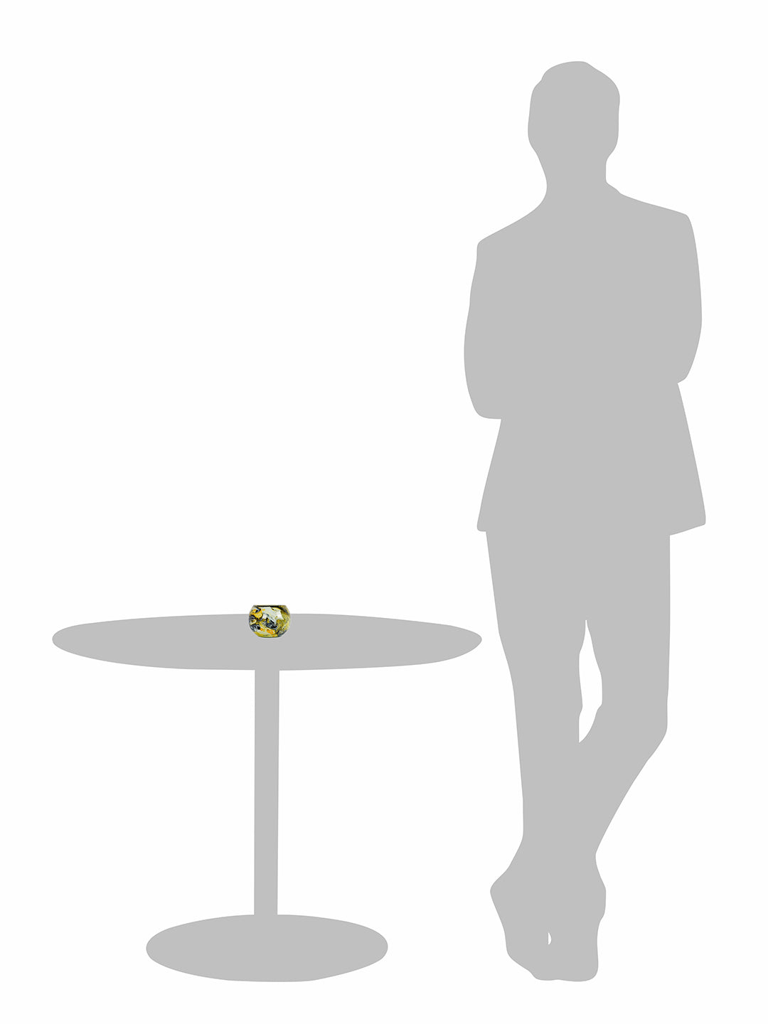 Midnight & Mustard: Round Glass Tea Light Holder with Bold Yellow & Black Marble