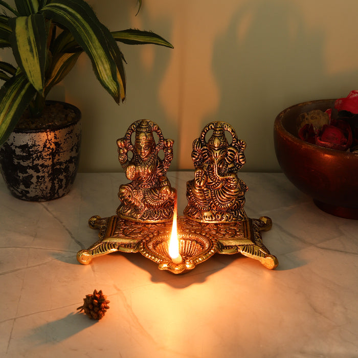 Goddess Metal Laxmi Ganesh Ji Chowki Diya