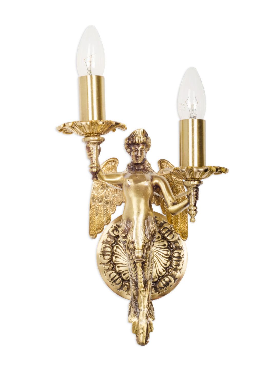 Mermaid cast brass wall sconce