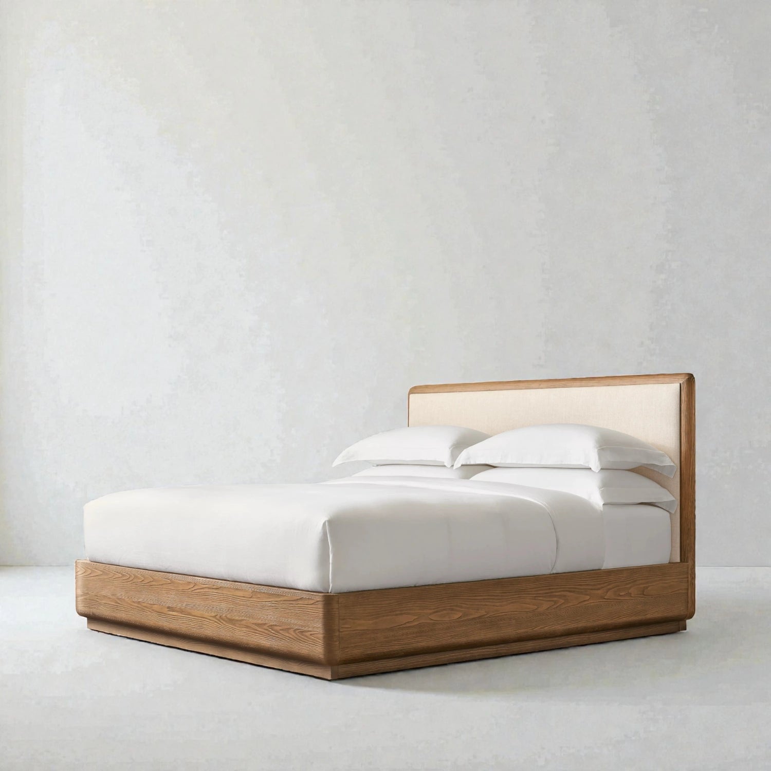 Cairo Solid Ash Wood And Fabric Upholstered King Size Bed