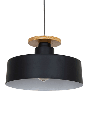 13-inch Black Modern Nordic Pendant Light with Wooden Base
