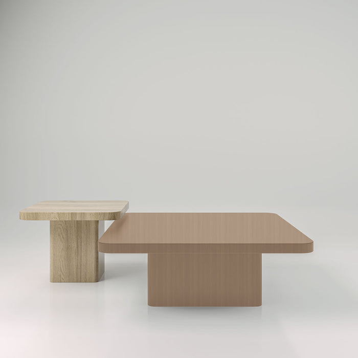 Set of Two - Coffee Table With Rectangular Curves