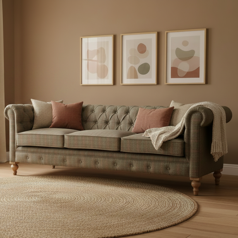 Multi Tweed 3 Seat Chesterfield