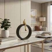 The Sitting Man Resin Sculpture for Home Decor | Black & Gold Accent Showpiece