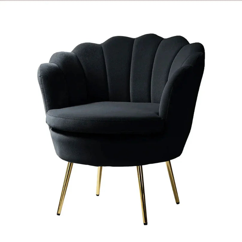 Luxury Design Classic Curve Velvet Wooden Lounge Chair | Accent Chair with Wooden Frame
