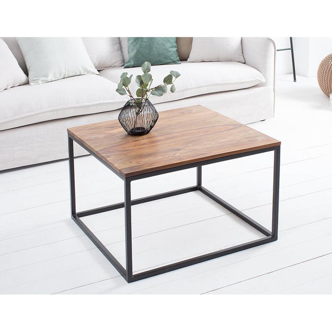 Brisbane Coffee Table With Metal Base Sheesham Wood Top