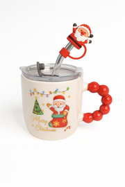 Festive “Merry Christmas” Santa Mug with Straw & Lid Set
