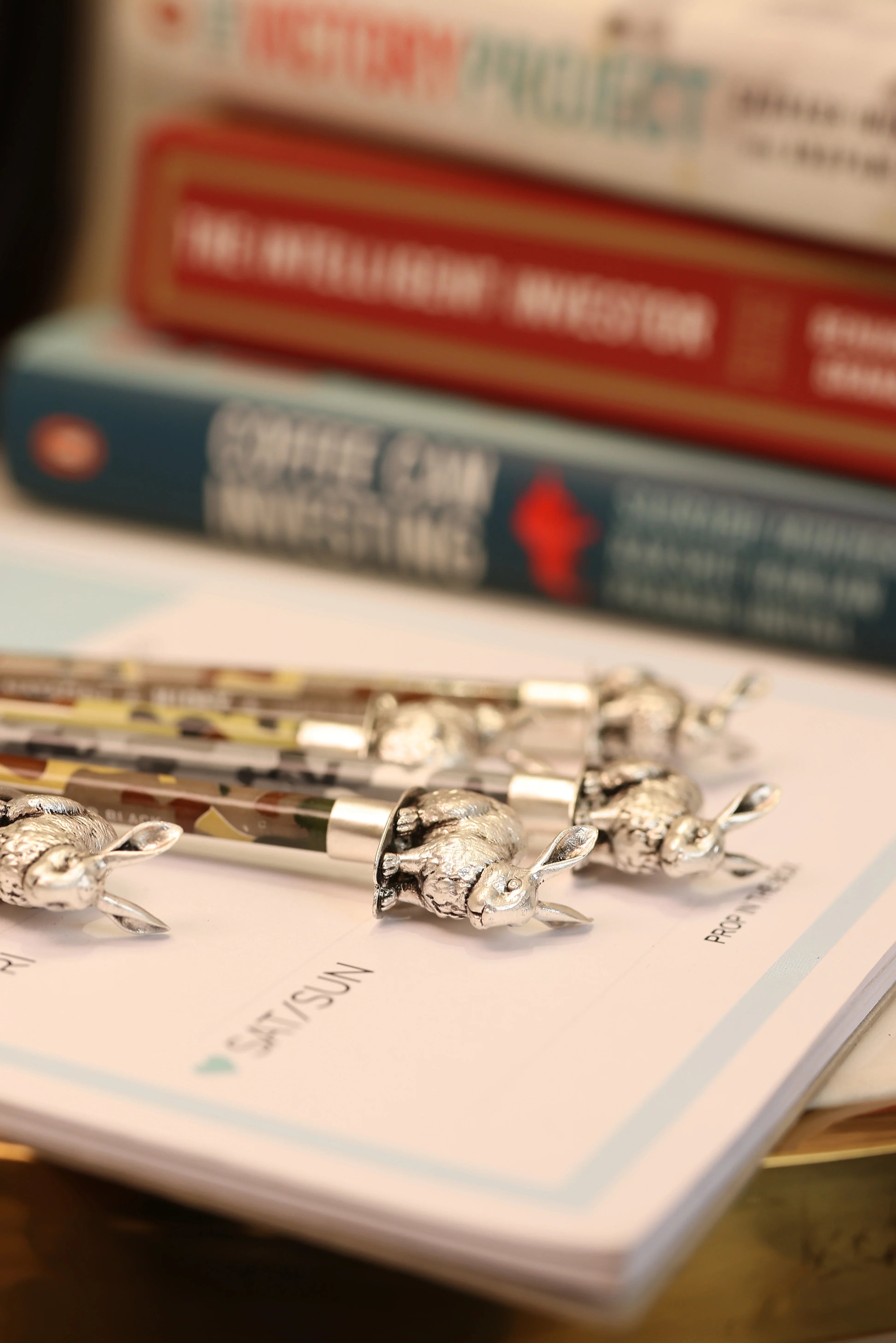Pure Silver Plated Brass Sitting Rabbit Pencil Topper