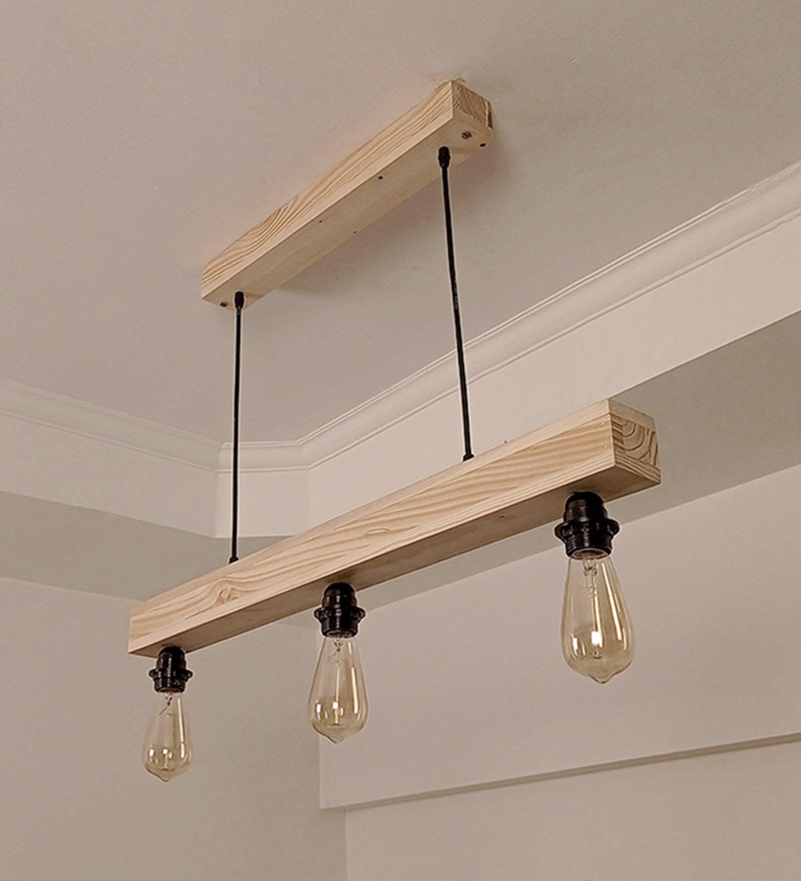 Tavern Beige Wooden 3 Series Hanging Lamp