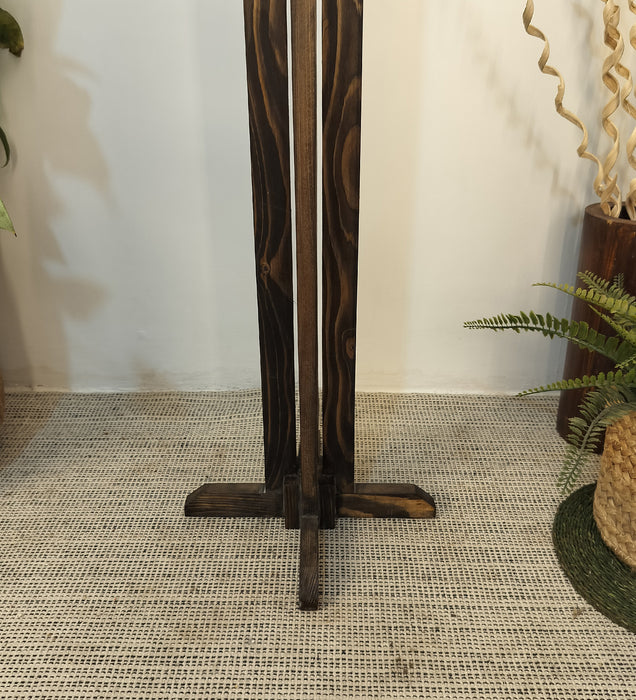 Stella Wooden Floor Lamp With Beige Fabric Lampshade