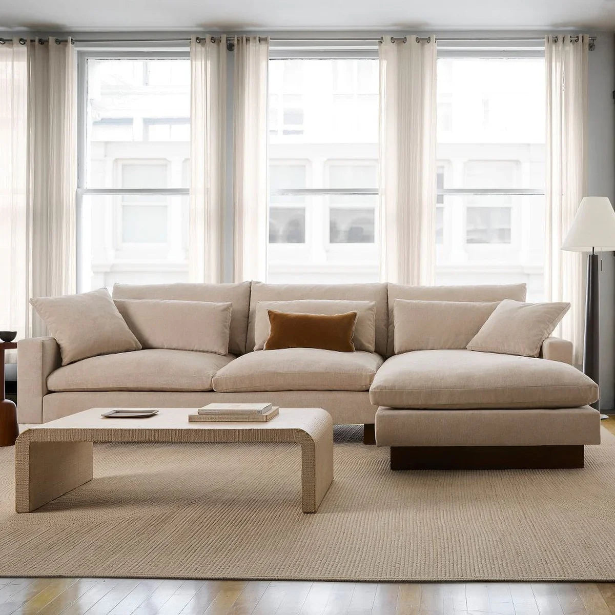 Bursa Sofa | Sheesham Wood & Linen Fabric