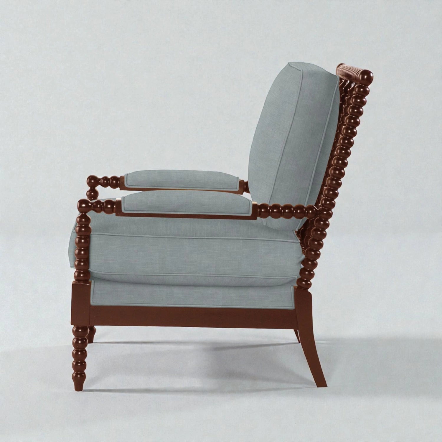 Bankford Solid Teak Wood Chair | Fabric Upholstery Arm Chair