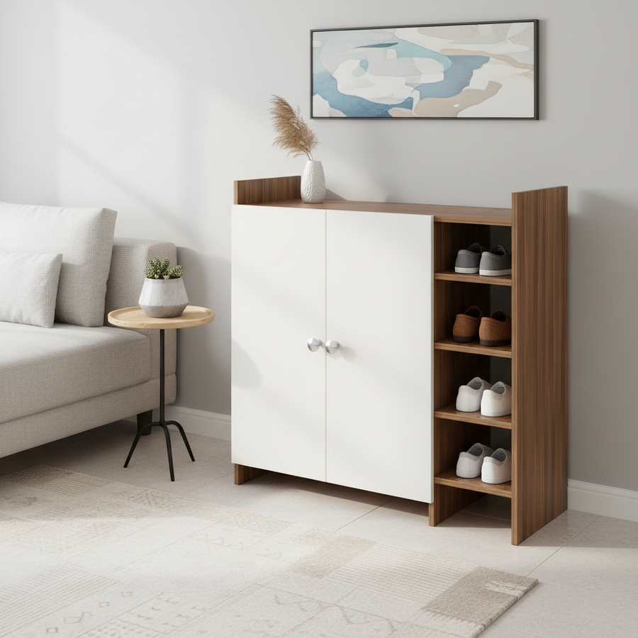 Shoe Rack Cabinet with Doors and Storage - Salosia