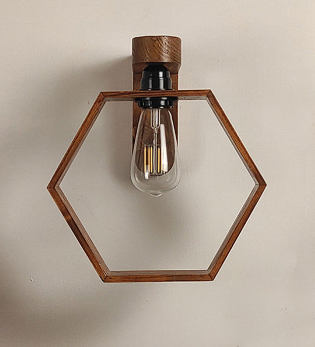 Hex Brown Wooden Wall Light | Wall Mounted Lamps For Decor