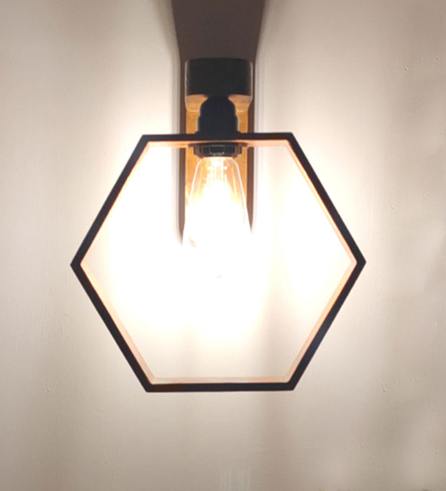 Hex Brown Wooden Wall Light | Wall Mounted Lamps For Decor