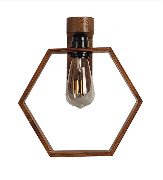 Hex Brown Wooden Wall Light | Wall Mounted Lamps For Decor