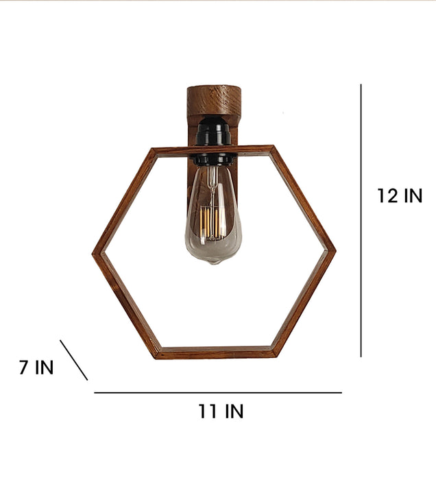 Hex Brown Wooden Wall Light | Wall Mounted Lamps For Decor