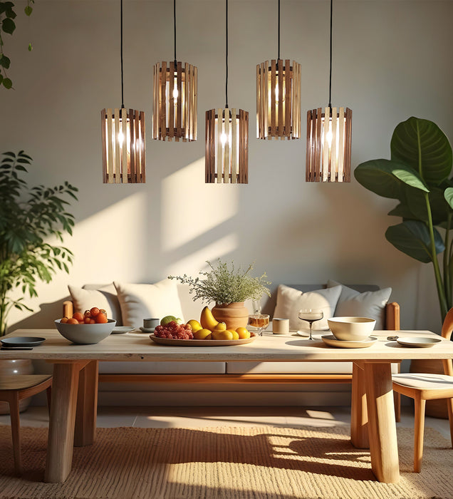 Hexa Wooden 5 Series Hanging Light for Home Decor | Pendant Lamps