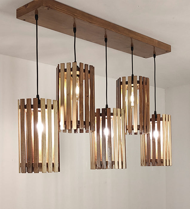 Hexa Wooden 5 Series Hanging Light for Home Decor | Pendant Lamps