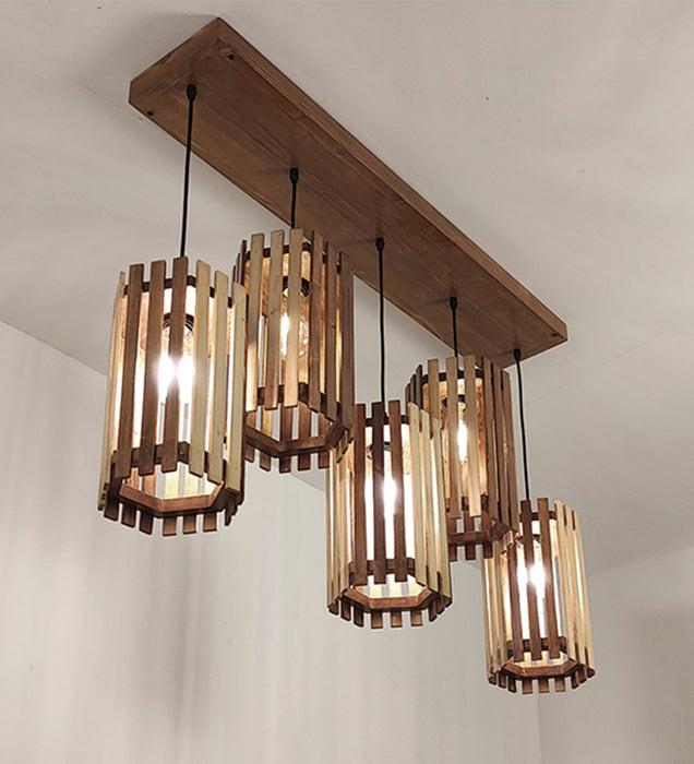 Hexa Wooden 5 Series Hanging Light for Home Decor | Pendant Lamps