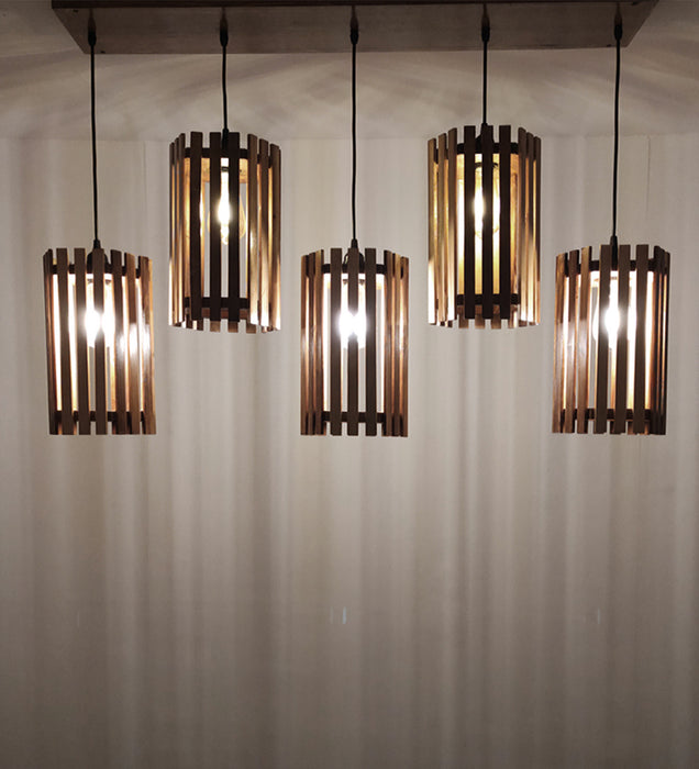 Hexa Wooden 5 Series Hanging Light for Home Decor | Pendant Lamps