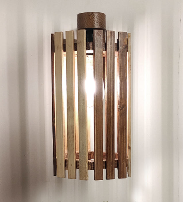 Hexa Brown Wooden Wall Light | Lamps for Home Decor