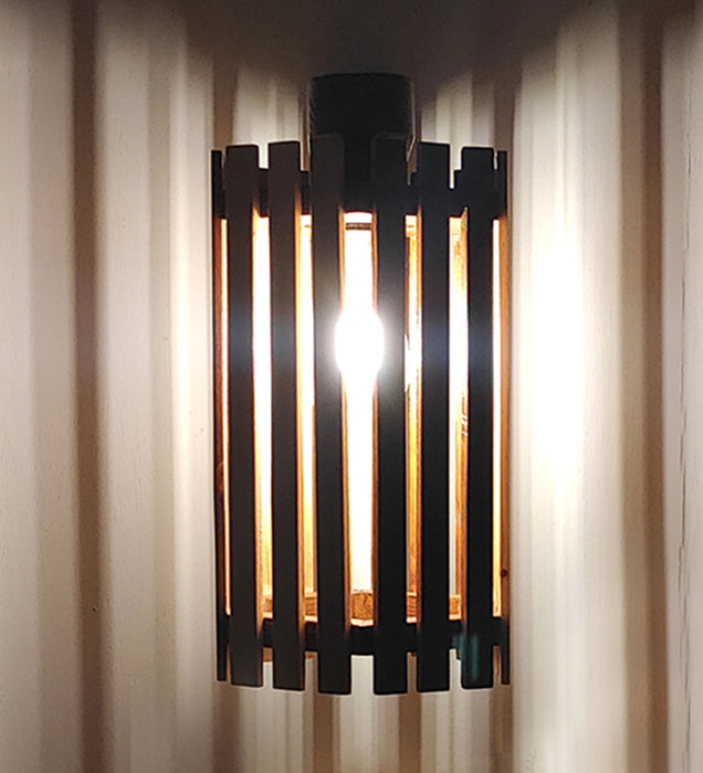 Hexa Brown Wooden Wall Light | Lamps for Home Decor