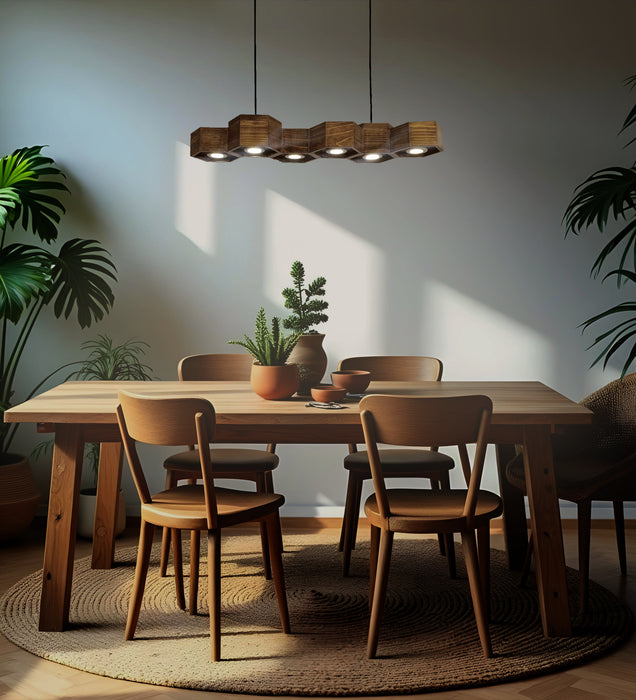 Hexa 36 Brown Wooden Led Hanging Light | Pendant Lights for Living Room