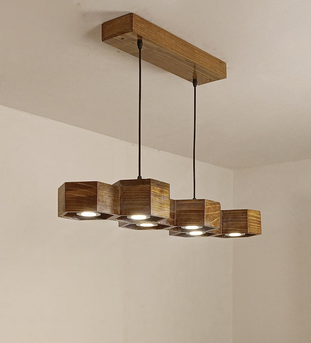 Hexa 36 Brown Wooden Led Hanging Light | Pendant Lights for Living Room