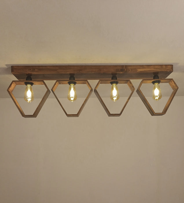 Hexad Brown Wooden Ceiling Light for Living Room | Decorative Lights