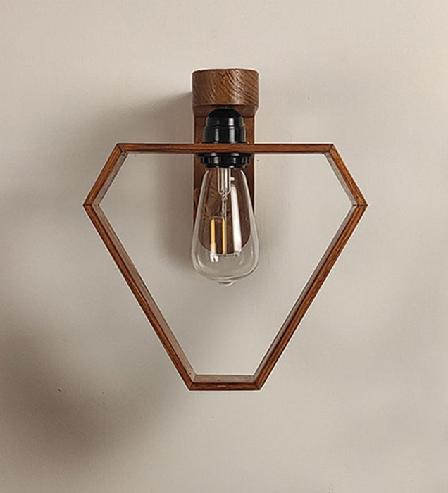 Hexad Brown Wooden Wall Light | Lamp For Wall Decor