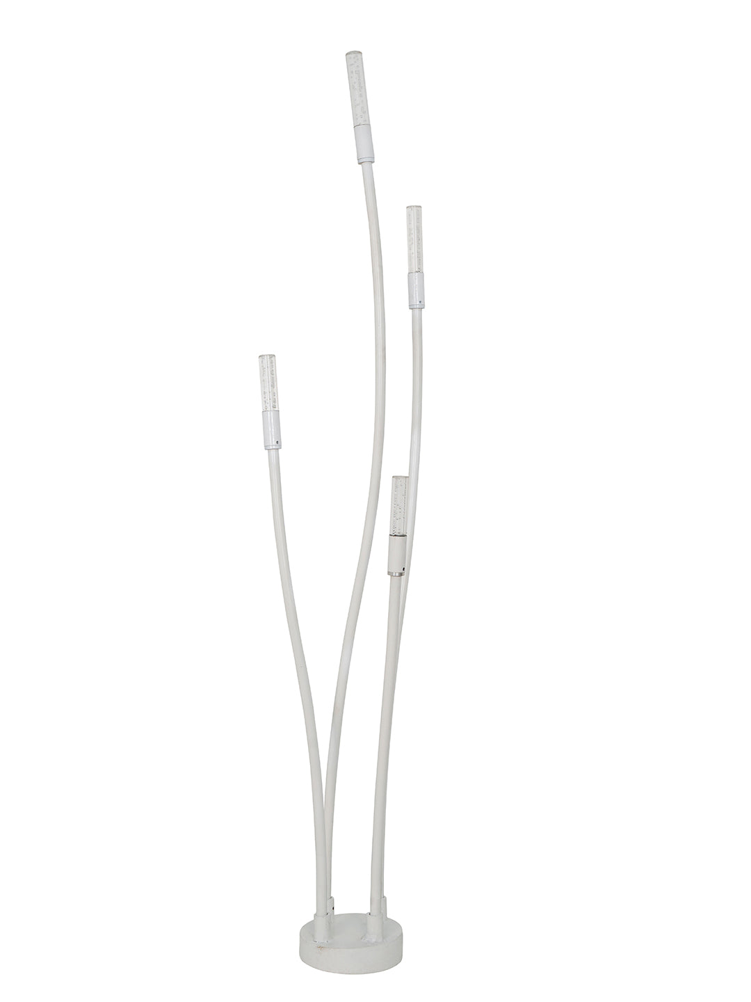 53-Inch Modern Off-White LED Cattail Bollard Set | 4-Light Outdoor Path Light with Bubble Glass