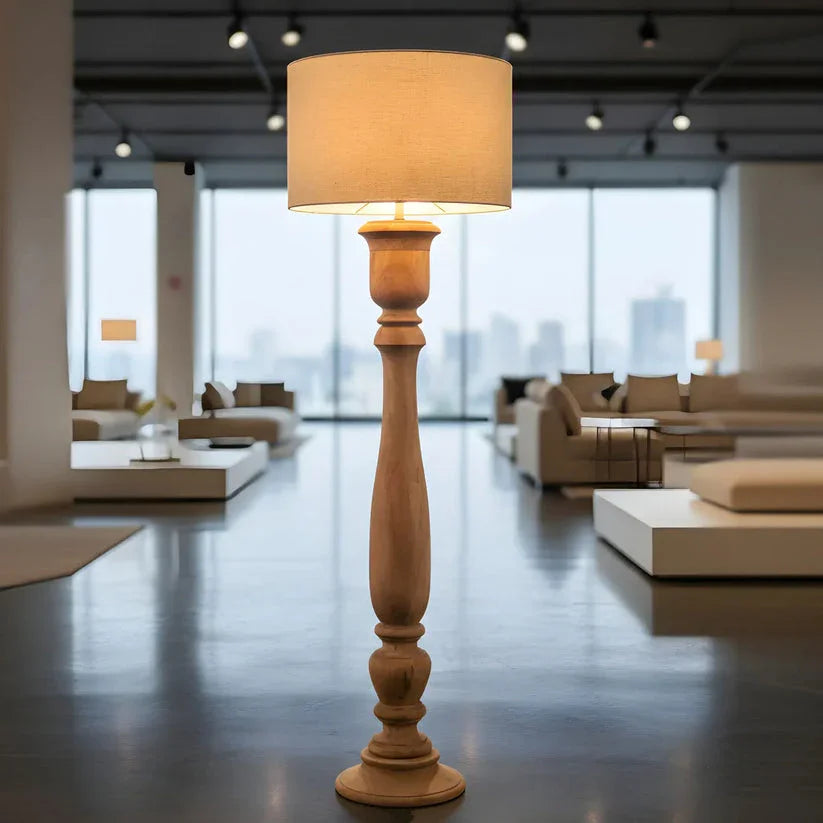 Miazaki Premium Mango Wood Floor Lamp | Standing Lamp for Living Room Decor